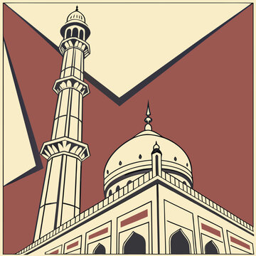Illustrated mosque with minaret