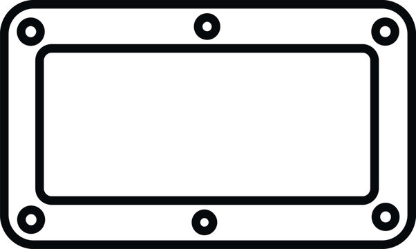 Industrial frame icon featuring an outline rectangle with bolts