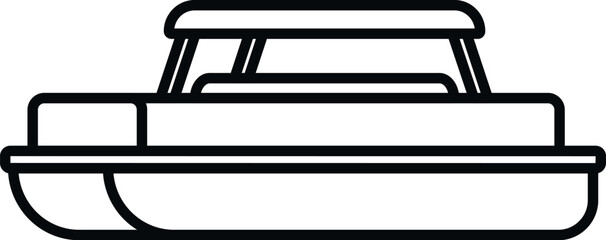 Pontoon boat outline icon representing summer travel and water transport © anatolir