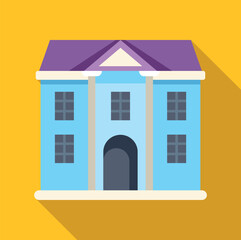 Naklejka premium Flat design icon illustrating a government building with columns and a purple roof
