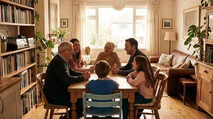 Multigenerational family sharing authentic everyday connection at home