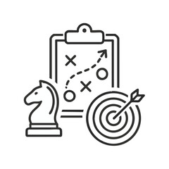 Obraz premium Business strategy with chess and target