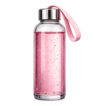pink glass water bottle with metal cap png water bottle sports supply