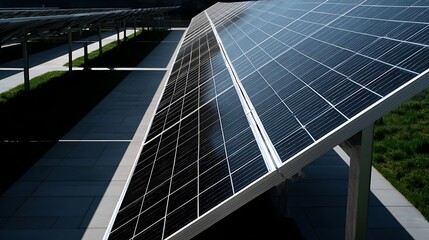 Obraz premium Harnessing solar energy photovoltaic panels in urban settings technology innovation sustainability