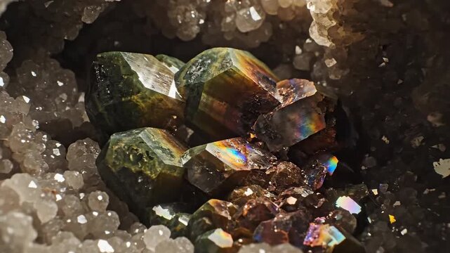 Andalusite Crystals in Hidden Geode Reveal Pleochroic Colors