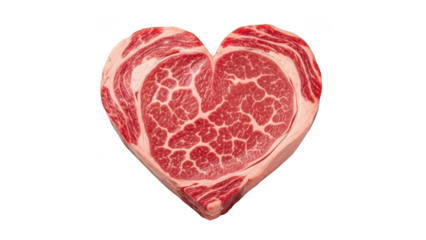 Heart-shaped raw steak