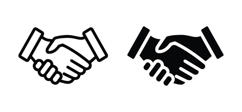Business handshake line icon for apps and websites
