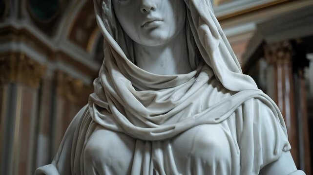 Marble statue: veiled figure, ancient mystery, hidden knowledge, lost craftsmanship, sculptor secret, civilization enigma, masterful creation, stone artistry, historical riddle, artistic marvel.