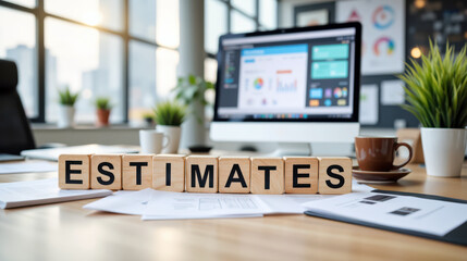 Fototapeta premium Cost estimates and budget forecasting for business projects using data analysis dashboards to support pricing decisions, proposal preparation, and financial control during planning cycles