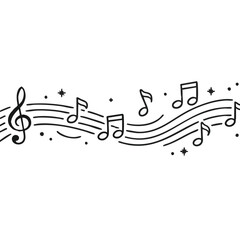 Musical notes and symbols on a line