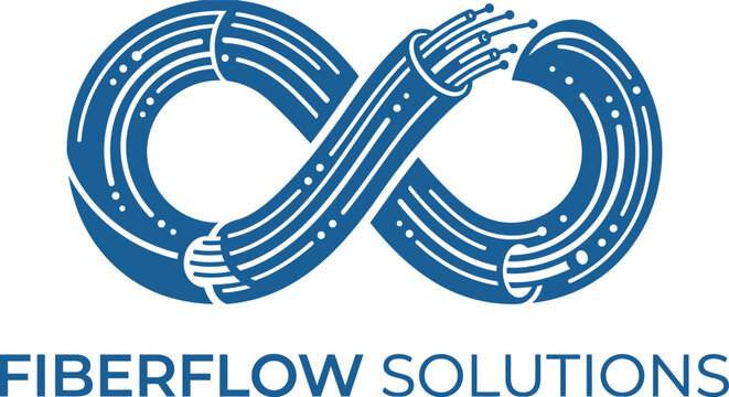 Modern Infinity Fiber Optic Cable Logo for High-Speed Internet and Telecommunications Solutions