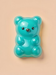 A small blue teddy bear candy with a cute face