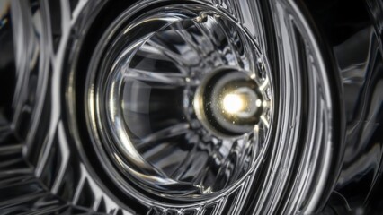 Close-up of a Car Headlight with Bright LED Light.