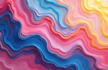Obraz premium Swirls of pink, blue, and yellow liquid paint form an abstract marble pattern. This dynamic fluid art creates a vibrant, colorful background with a soft gradient texture. Modern surface design.