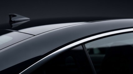 Sleek black car roof with tinted windows and spoiler.