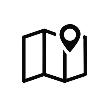 Folded Map Location Pin Navigation GPS Icon