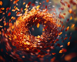 A dynamic shot of colorful autumn leaves swirling in the wind, capturing the essence of change and the beauty of the season 