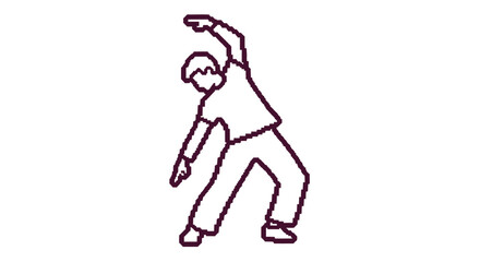Obraz premium pixel art person stretching doing a side bend exercise a minimalist digital fitness illustration for health and wellness app design or game ui element