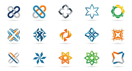 Collection of abstract geometric logo designs and symbols.
