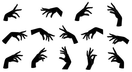 Obraz premium Collection of various hand silhouettes in different gestures.