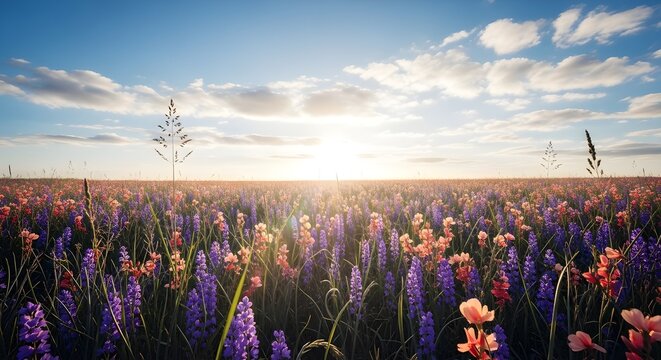 Paisaje japon&eacute;s, cielo colorido.
 Florecen flores vibrantes que simbolizan la belleza de la naturaleza.
 Las obras de arte inspiradas en el anime capturan la esencia de la cultura y las estaciones de