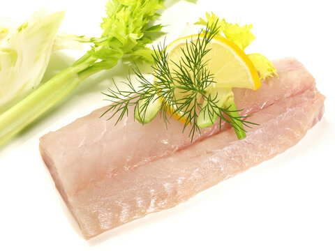 Coalfish - Fish raw on white Background