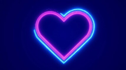Neon circuit wires rapidly drawing themselves to form a glowing, pulsating heart outline on a dark blue background concept of digital connection and cyber romance - Powered by Adobe