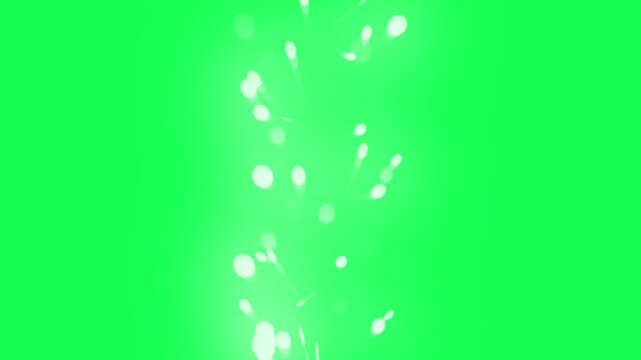 White Glowing Particles Rising on Green Screen