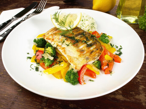 Grilled Sander Fillet with Vegetables - Pikeperch