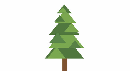 Fototapeta premium A stylized geometric illustration of a pine tree with layers of green foliage and a brown trunk, perfect for nature and holiday themes