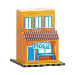 3D Commercial Storefront Building Illustration