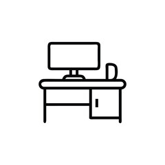 Modern Office Desk With Computer Icon © Secret vec