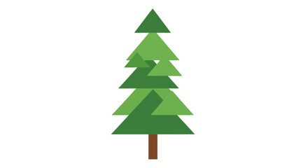 Fototapeta premium Stylized evergreen tree illustration with clean lines and a vibrant green color palette, perfect for winter holiday designs or nature-themed graphic elements