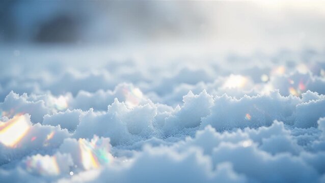 Glimmering Snowy Landscape with Iridescent Light Reflections