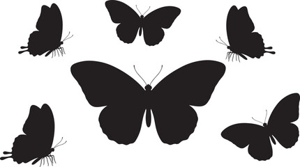 Fototapeta premium butterflies, silhouette, nature, wings, flight, flying, insect, black, isolated, vector, delicate, pattern, summer, spring, garden