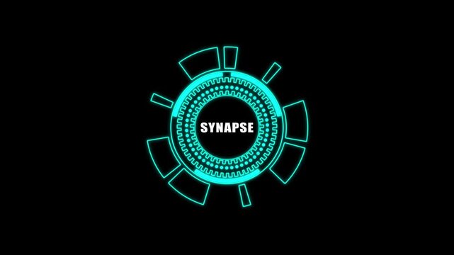Glowing Blue Synapse Animation Technology Concept with Neon Light Effect on Black Background glowing blue neon light effect