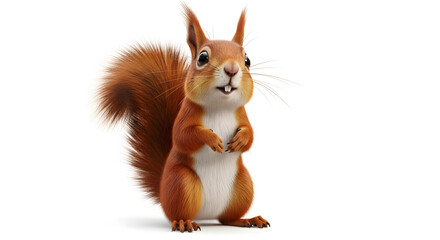 Obraz premium Red Squirrel Cartoon Style Isolated on White
