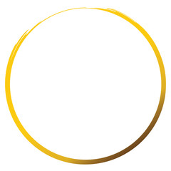 Gold circle. Hand-drawn geometric ring. PNG