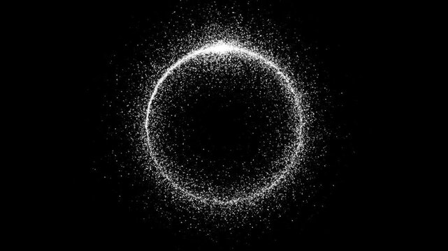 Glowing glitter stars circular sparkle effect, glitter particles and bokhe trail on black background. Magic Trail 4k Video.