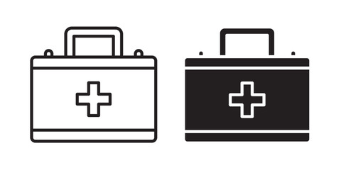 Obraz premium Medical aid kit icon illustration for first aid, emergency care, and healthcare support with stroke filled and colored icon set.