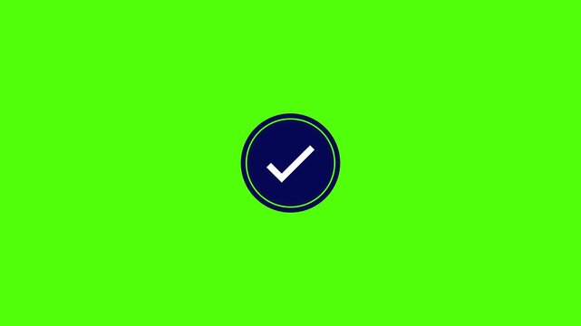 Symbol of check mark inside a circle round animation, symbolizing approval or completion in transparent background in 4K animation with alpha channel