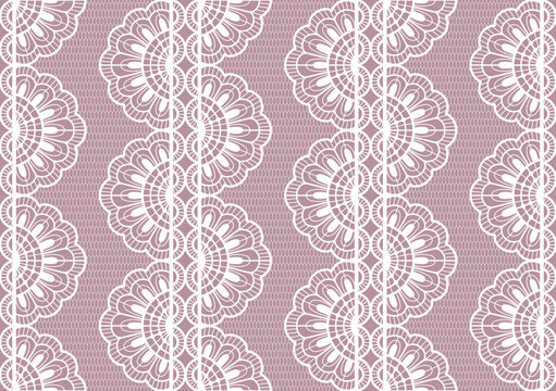 Lace seamless pattern. Guipure trim and floral filigree, bridal vintage wallpaper texture, elegant textile or wrapping. Crochet ornaments for wedding invitation, lingerie fashion vector background