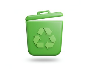 Green recycling bin symbolizing eco-friendly waste.