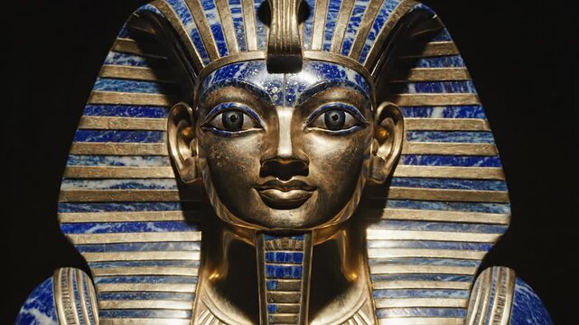 Ancient Egyptian Pharaoh Mask Adorned with Lapis Lazuli