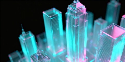 Crystal skyscraper model on a black background