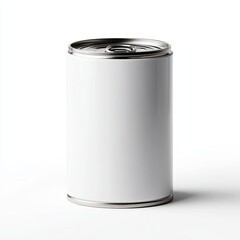 Blank white food can isolated on white background empty