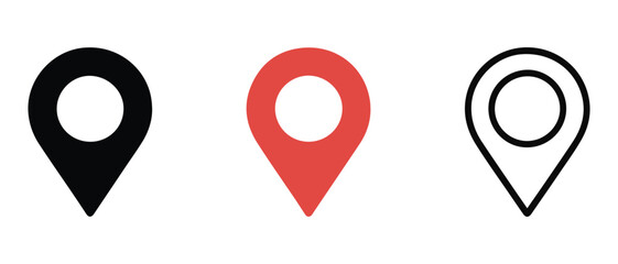 Map location pin icon vector design illustration marker pointer symbol GPS navigation button label place sign travel internet business mark set 3D point © Nazrul Art24