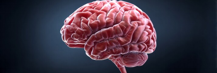 Realistic human brain with intricate details and a dark background.