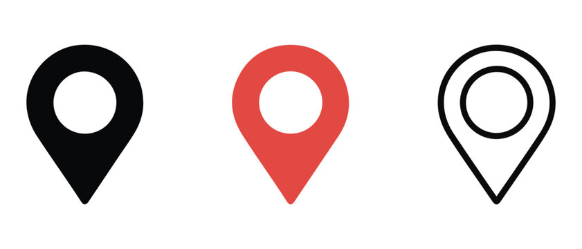 Map location pin icon vector design illustration marker pointer symbol GPS navigation button label place sign travel internet business mark set 3D point