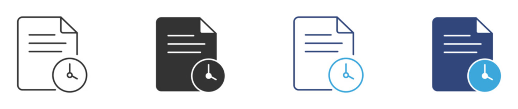 Recent Files Icon set. File History and Latest Documents Symbol. Document Access Collection, vector Illustration.